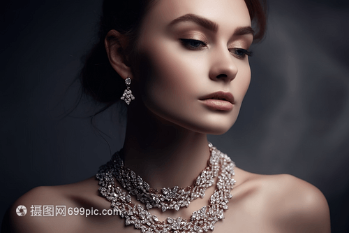 女性戴珠宝特写图