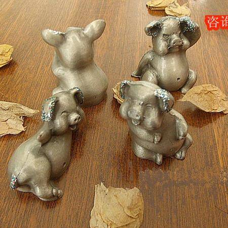 俄罗斯工艺品锡猪小号四只家居卧室摆件纪念品精美绝伦四只一套0150图片大全 邮乐官方网站