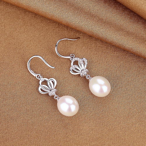 天然真珍珠耳环女正品长款纯银耳坠品牌首饰韩版气质网红时尚新款